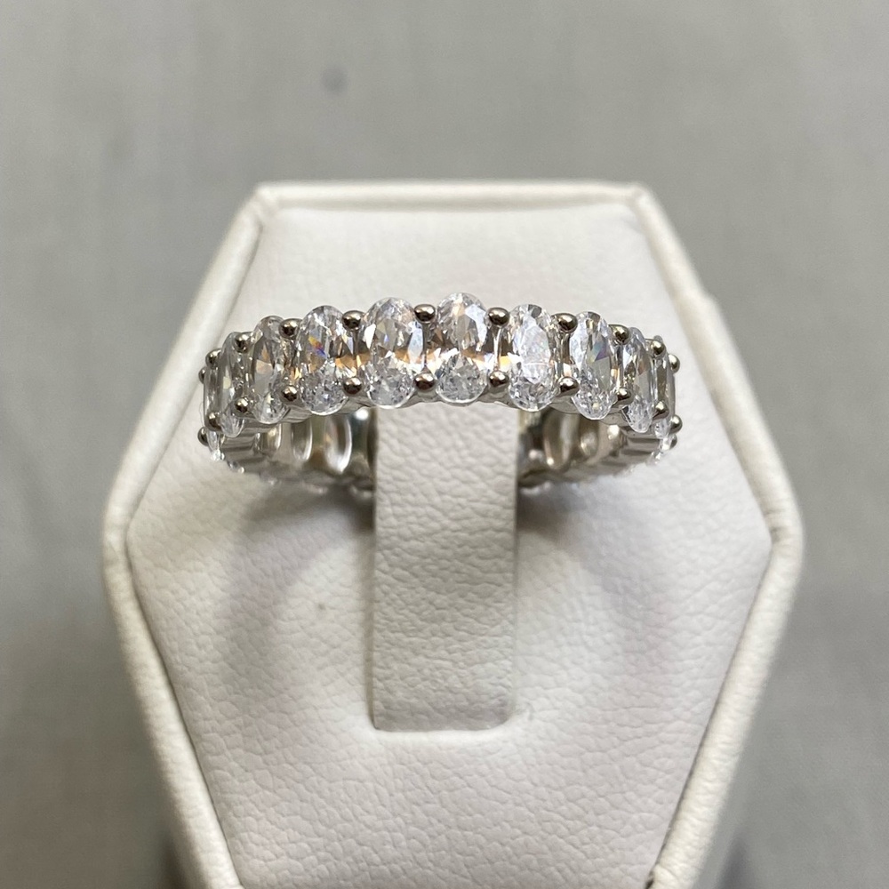 Sterling Silver 925 Eternity Band Clear CZ Ring Grams 4.30 Size 8 Signed CN GM